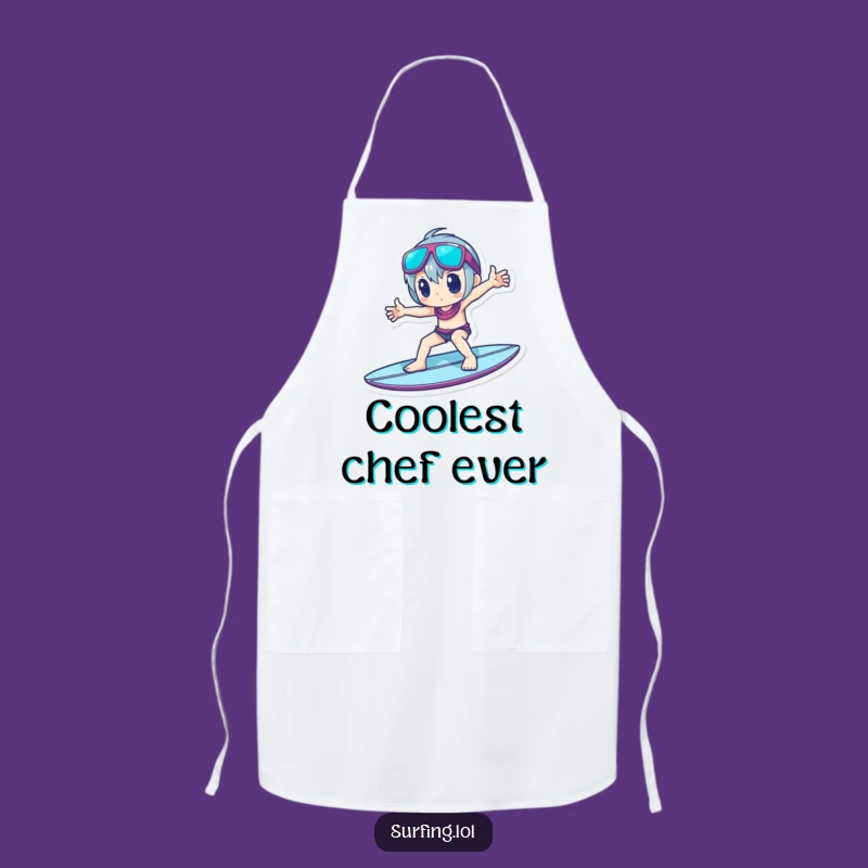 Funny Cool Surfer Apron - Kitchen Pose Character, Humorous Cooking Gift