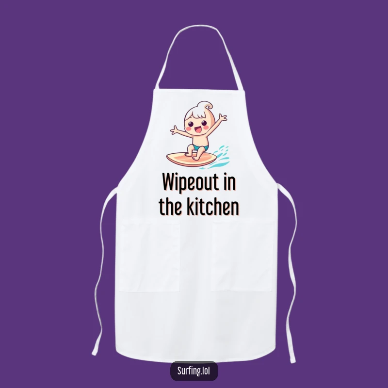 Funny Kawaii Surfer Apron: Gleeful Character Surf Kitchen Wear, Chef's Fun, Perfect Funny Gift