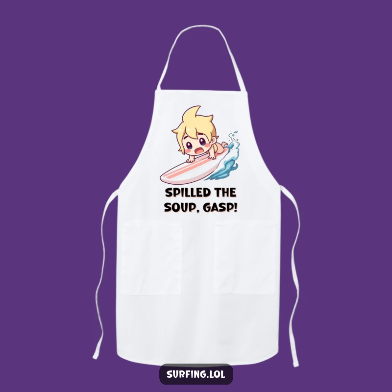 Funny Surfer Apron: Gasping Dive, Surprised Wipeout Gift