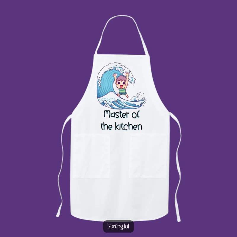 Funny Triumphant Surfer Apron - Kitchen Victory Character, Humorous Cooking Gift