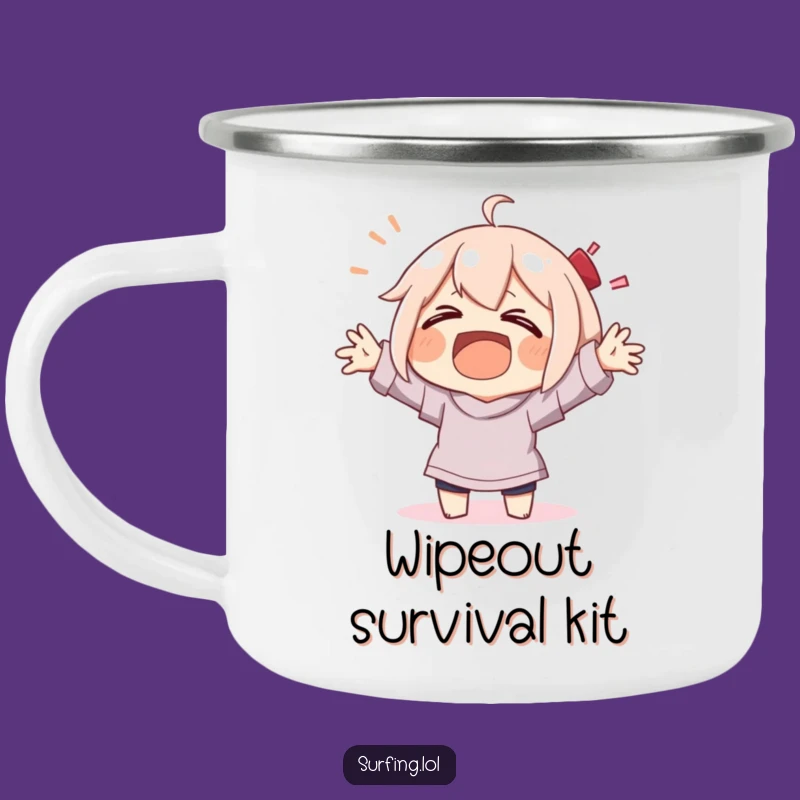 Funny Wiping Out Character Camping Mug: Hilarious Outdoor Gift