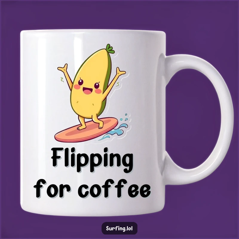Funny Food Handstand Mug: Cheerful Surfer Gift for Foodie Fun Lovers