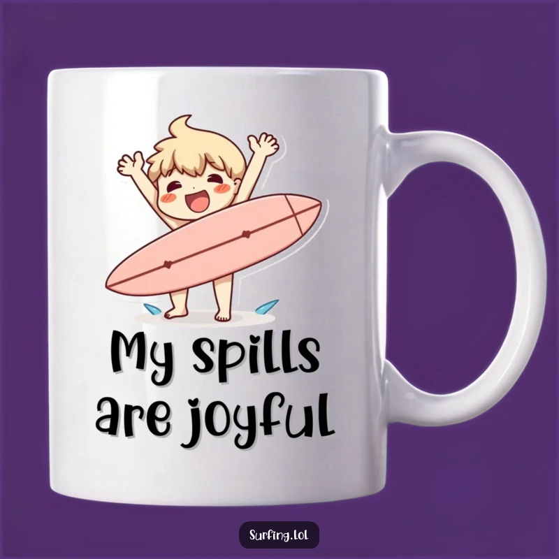 Funny Surf Drop Mug: Clumsy Character Fails Hilariously, Perfect Gift