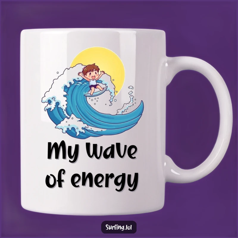 Funny Surfer Character Wave Mug: Exuberant Funny Gift for Wave Riders