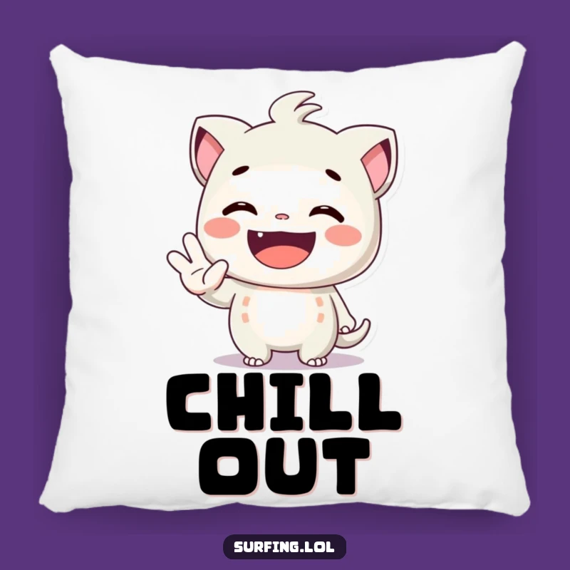 Funny Shaka Grin Pillow: Cozy Comfort with a Happy Character's Aloha