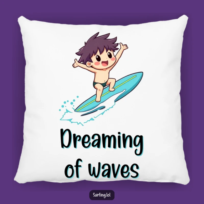 Funny Surfer Pillow, Cozy Exultation Cushion, Relaxing Gift