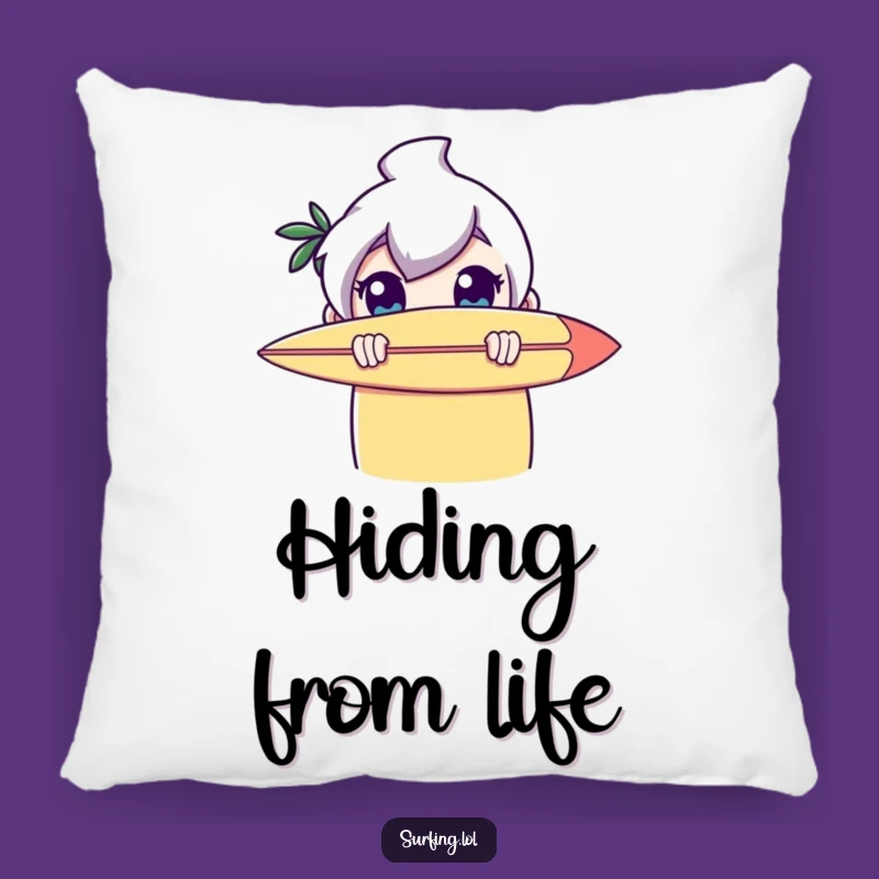 Funny Surfer Peeker Pillow: Comfy Cushion with a Shy Character Accent