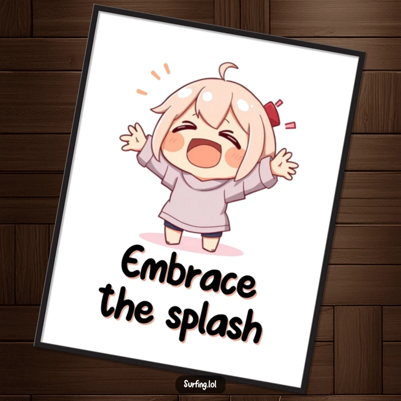 Funny character laughing uncontrollably while wiping out with flailing arms, digital art print for a funny gift.