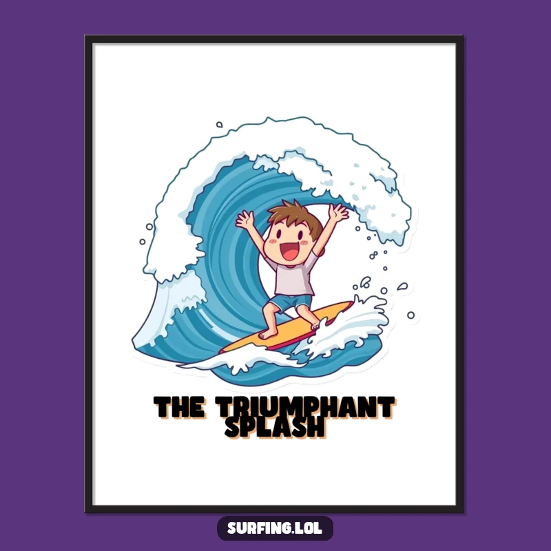 Funny Digital Art: Surfer's Victory Cheer, Instant Decor, Unique Gift