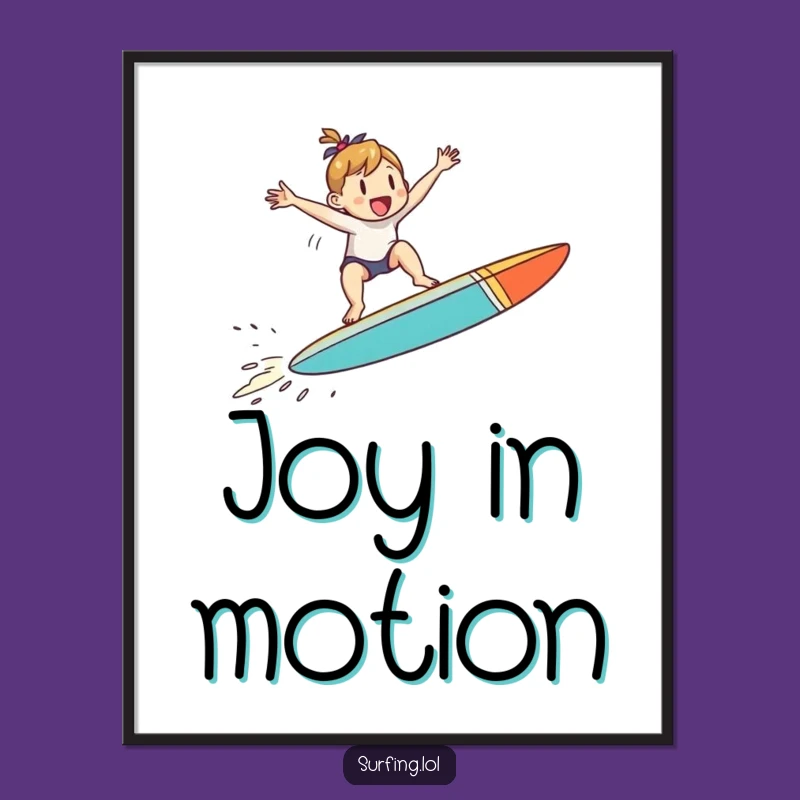 Funny Jumping Surfer Digital Art: Instant Funny Decor of Joy