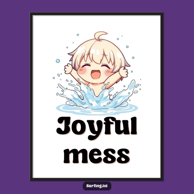 Funny Wipeout Art Print, Joyful Splash Decor, Instant Gift