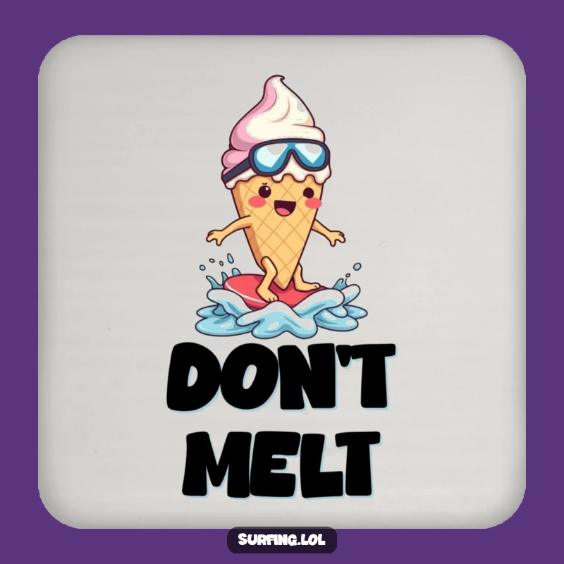 Funny Melting Ice Cream Surfer Coaster Set: Protect Surfaces from Sweet Mess, Fun Funny Gift