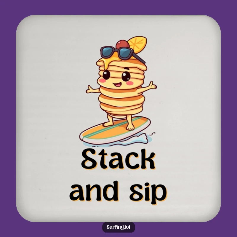 Funny Pancake Surfer Coaster Set: Protect Surfaces in Style, Fun Funny Gift