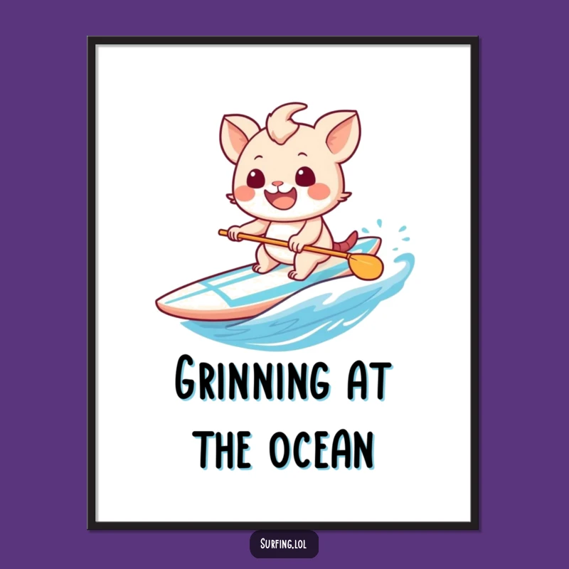 Funny Surf Poster: Sweet Creature's Grinning Surfer Art Makes a Hilarious Wall Gift