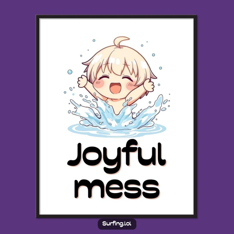 Funny Wipeout Poster, Joyful Splash Art, Humorous Wall Decor Gift