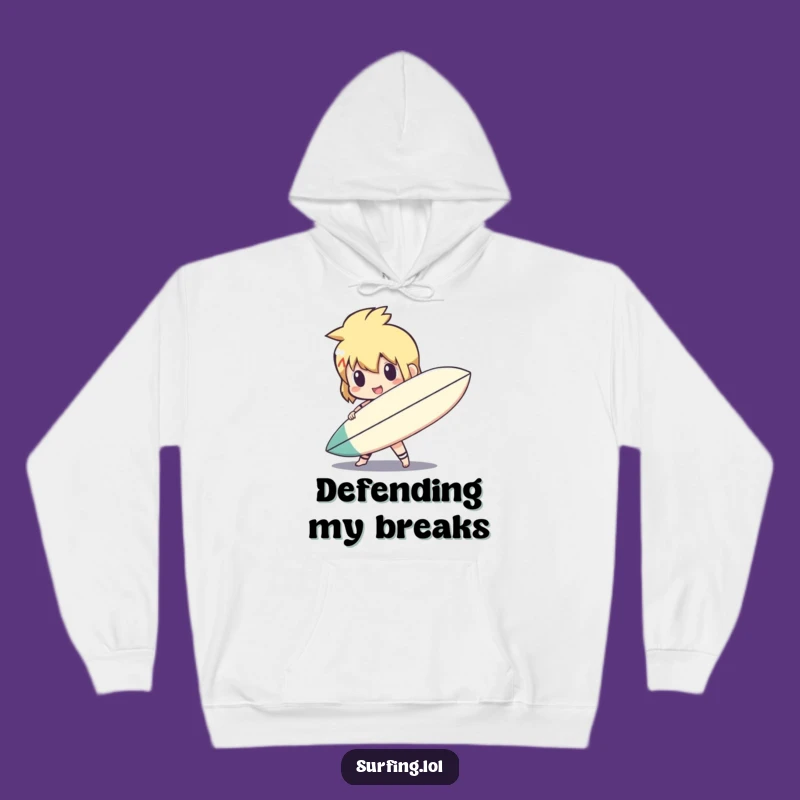 Funny Surf Shield Character Hoodie: Action Ready Design, Cozy Warrior Wear, Perfect Funny Gift