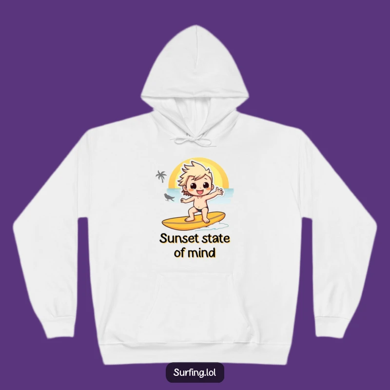Funny Sunset Surfer Hoodie - Sunset Chill, Cozy Funny Gift