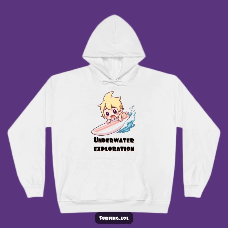 Funny Surfer Hoodie: Gasping Dive, Surprised Wipeout Gift