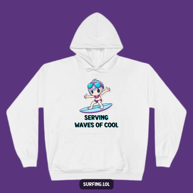 Funny Cool Surfer Hoodie - Cozy Character Pose, Warm Humorous Gift