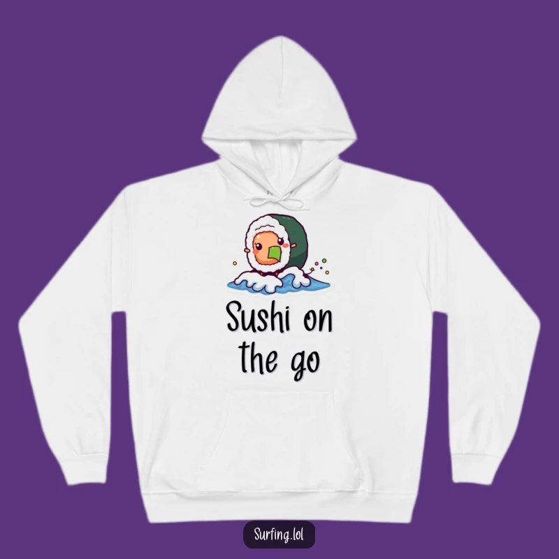Funny Sushi Wave Hoodie: Wobbly Roll, Cozy & Comical Gift