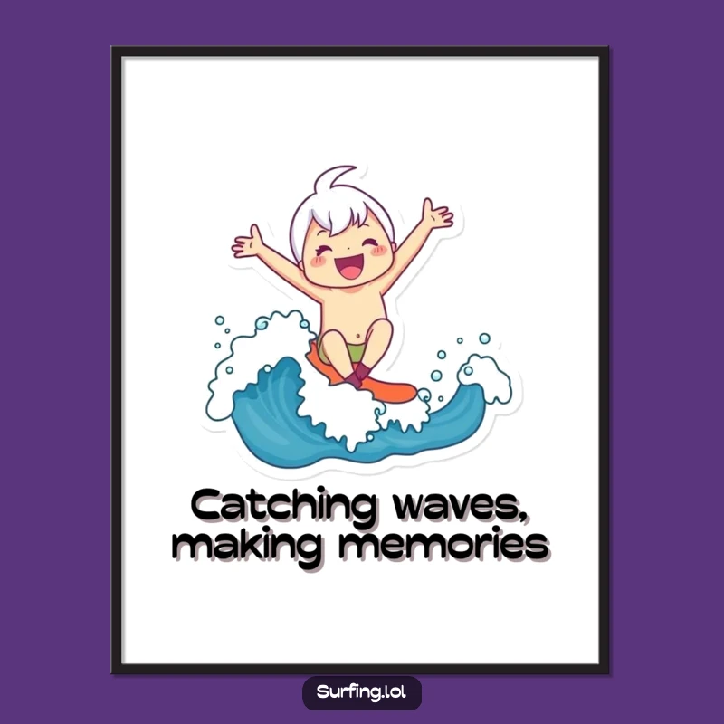 Free Printable Wall Art: Joyful Wave Rider Character, Funny Downloadable Art