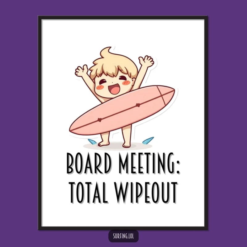 Funny Free Printable Wall Art: Happy Surfer Mishap - Downloadable Home Decor