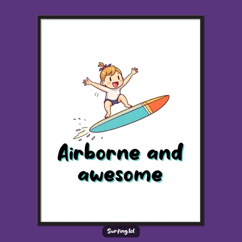 Funny Free Printable Wall Art: Jumping Surfer Action Downloadable Art Decor