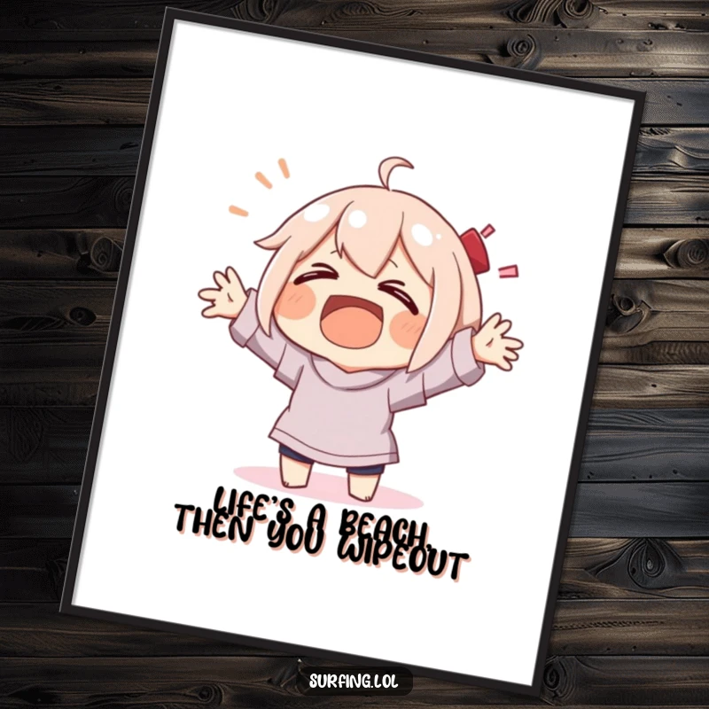 Funny Free Printable Wall Art: A character hilariously laughs while wiping out, arms flailing wildly, creating a chaotic and amusing downloadable piece.