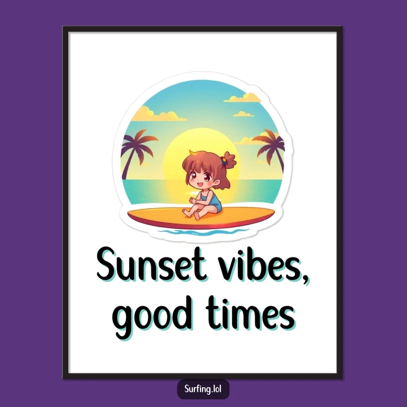 Free Printable Wall Art: Sunset Surfer, Tranquil Downloadable Art for Peaceful Vibes
