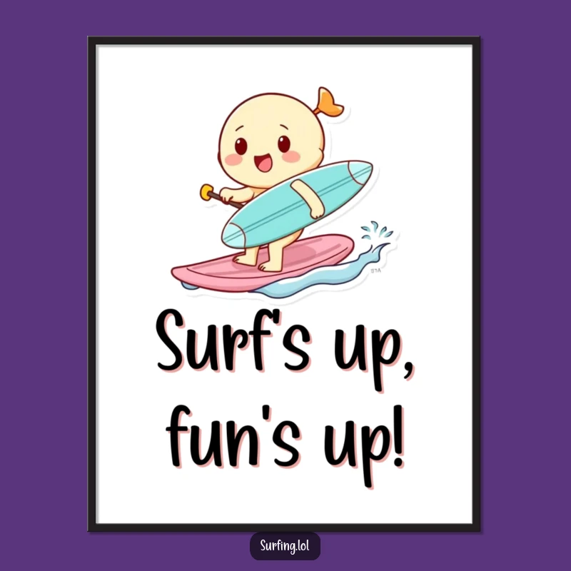 Free Printable Cheerful Surfer Wall Art: Funny DIY Downloadable Decor