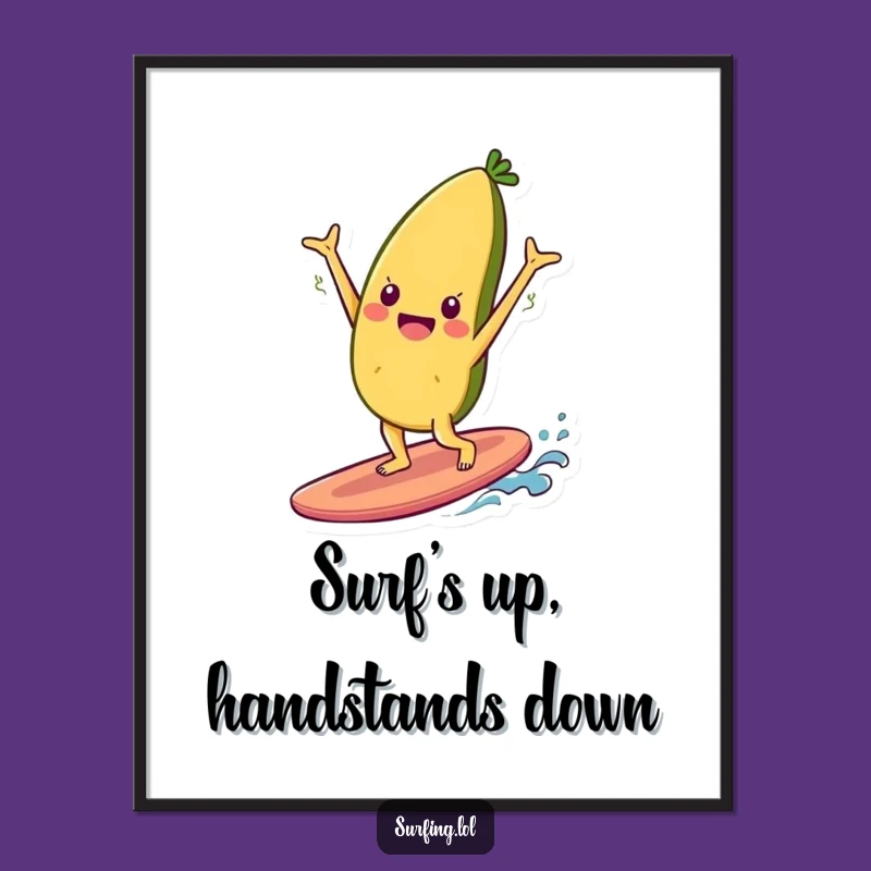 Free Printable Wall Art: Foodie Handstand Surfer, Funny Downloadable Decor!