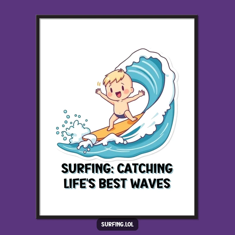 Funny Free Printable Wall Art: Surfing Wave Dance - Downloadable Art for Home Decor