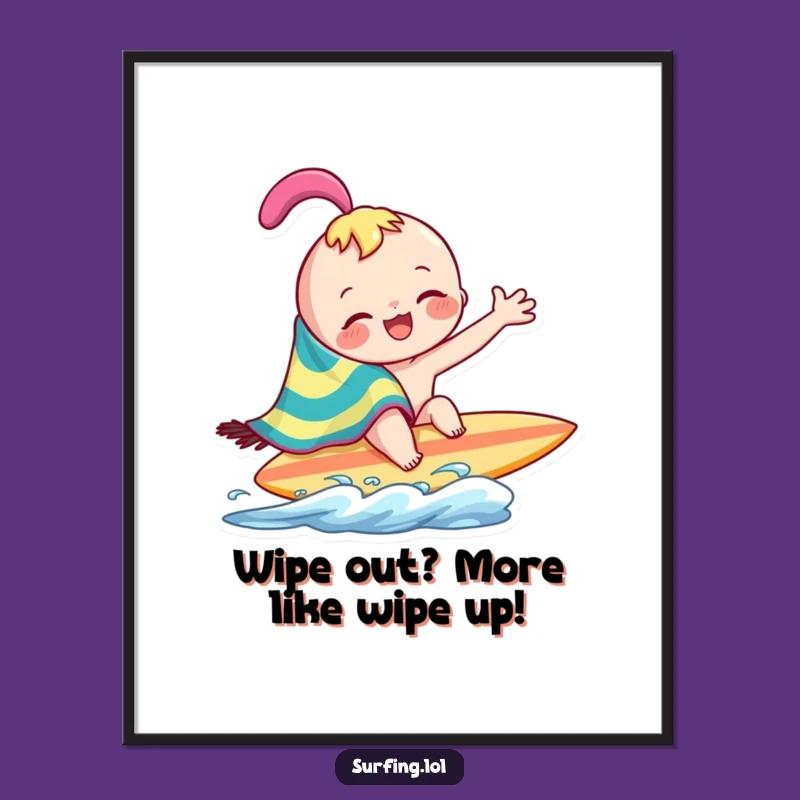 Free Printable Wall Art: Wiping Surfer Character Funny Downloadable Art Gift!