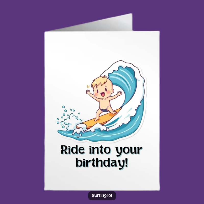 Free Printable Birthday Card: Surfing Wave Dance - Downloadable Fun Gift