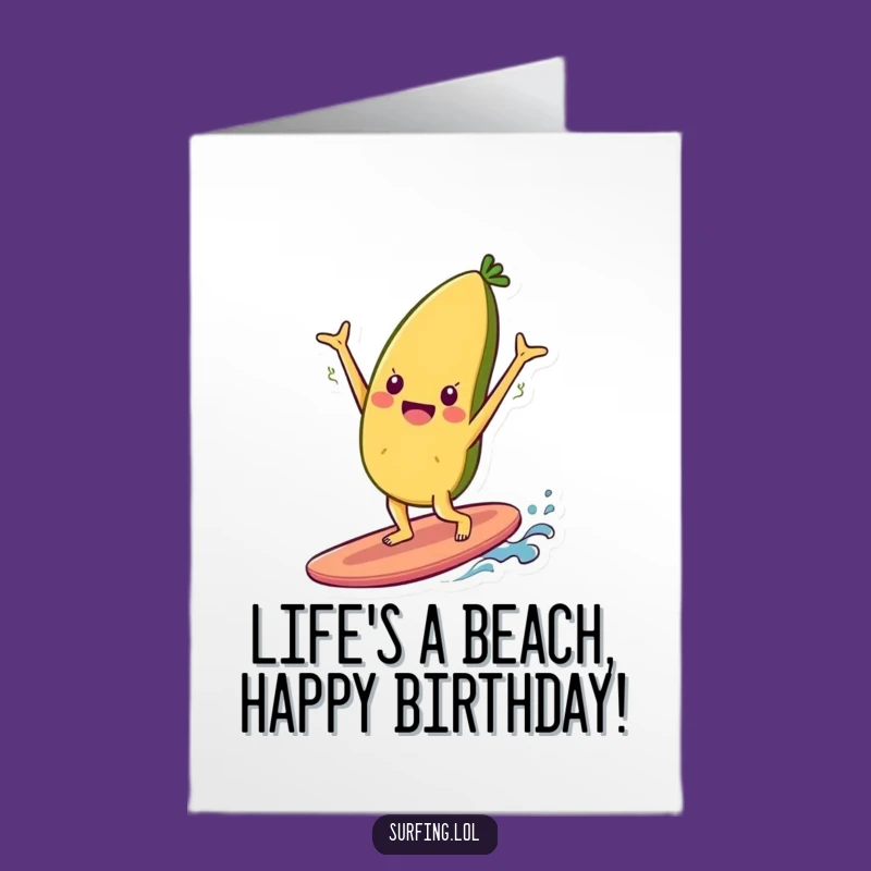 Free Printable Birthday Card: Foodie Handstand Surfer, Funny Downloadable Gift!