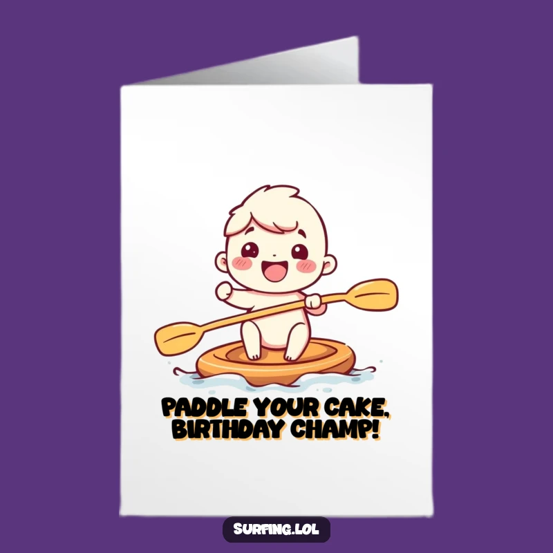 Free Printable Funny Birthday Card: Adorable Paddler, Cheerful Strokes, Downloadable Card