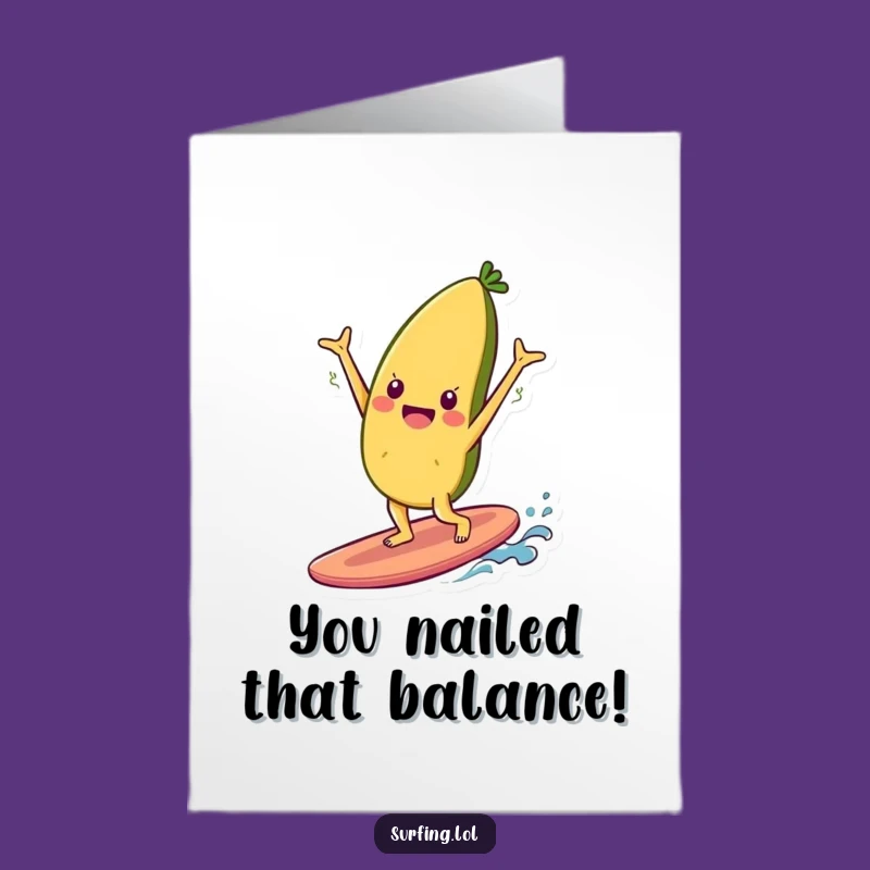 Free Printable Congrats Card: Foodie Handstand Surfer, Hilarious Downloadable Gift!