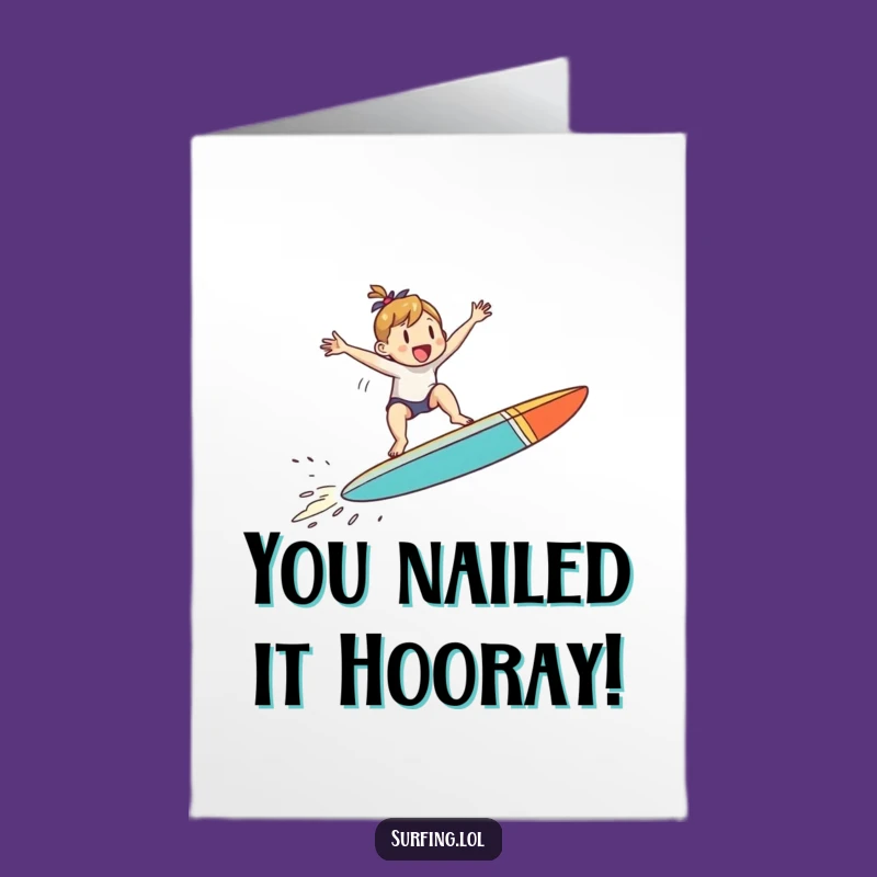Free Printable Congrats Card: Jumping Surfer Success Funny Downloadable