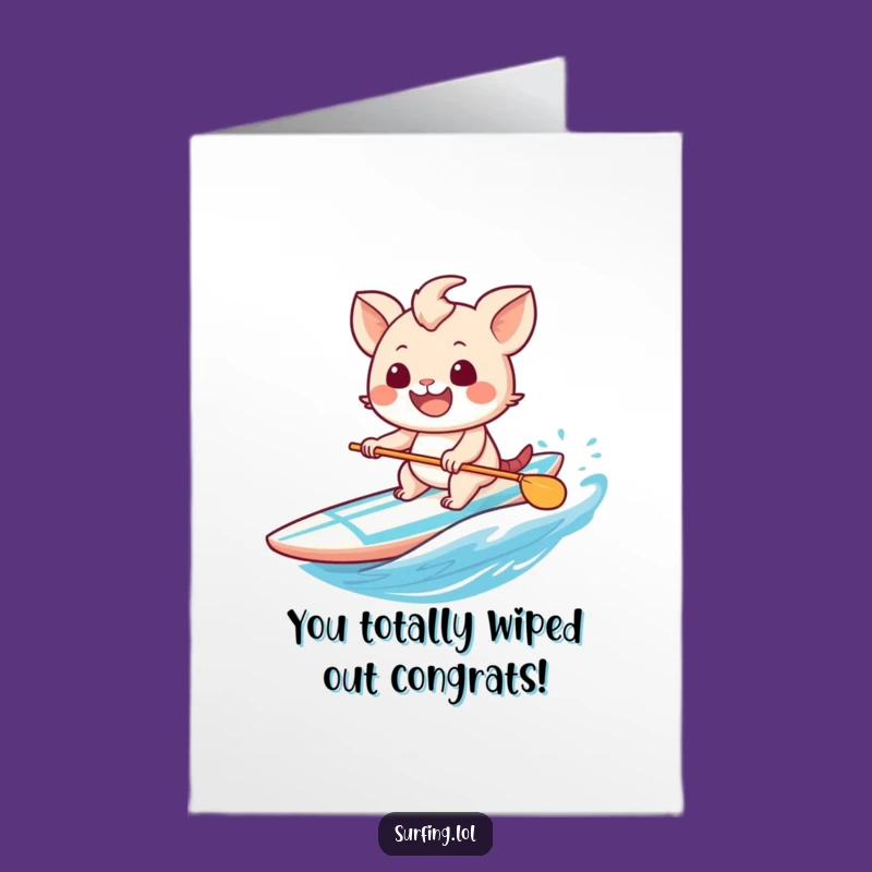 Free Printable Congrats Card: Grinning Surfer Creature for Your Hilarious Downloadable Gift