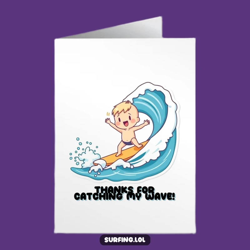 Free Printable Thank You Card: Surfing Wave Dance - Downloadable Appreciation Gift