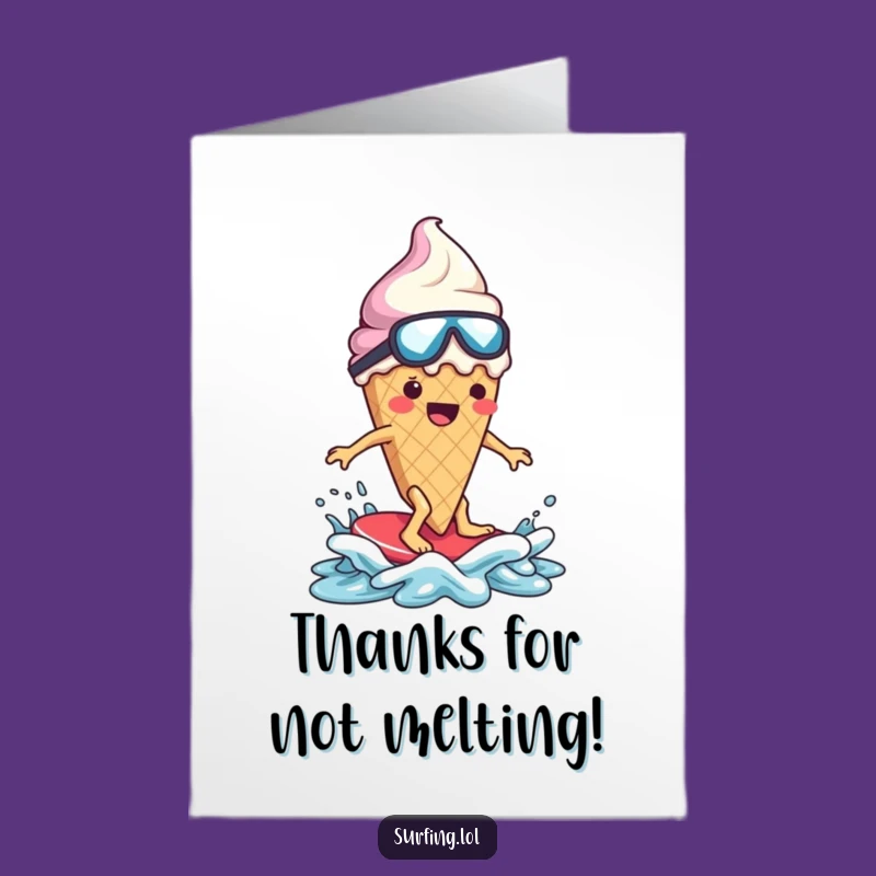 Free Printable Thank You Card: Melting Ice Cream's Thanks, Downloadable & Funny, DIY Gift