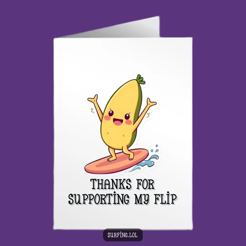 Free Printable Thank You Card: Foodie Handstand Surfer, Funny Downloadable Gift!