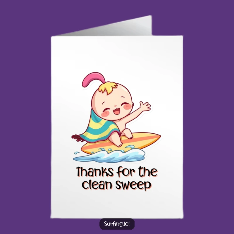 Free Printable Thank You Card: Wiping Surfer Character Funny Downloadable Gift!