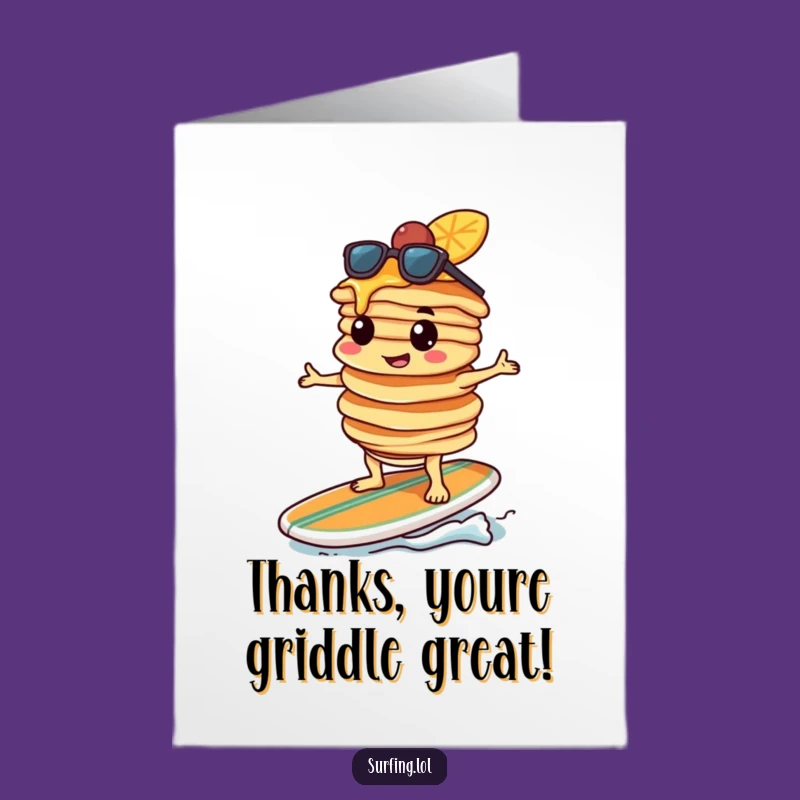 Free Printable Thank You Card: Pancake Surfer's Gratitude, Downloadable & Funny, DIY Gift