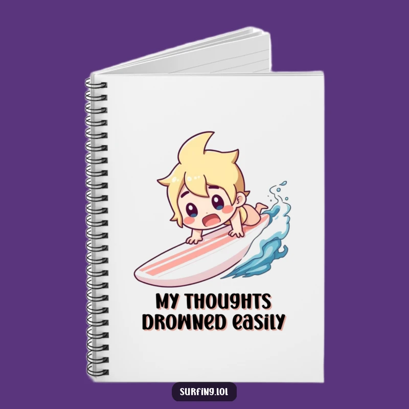 Funny Surfer Notebook: Gasping Dive, Surprised Wipeout Gift