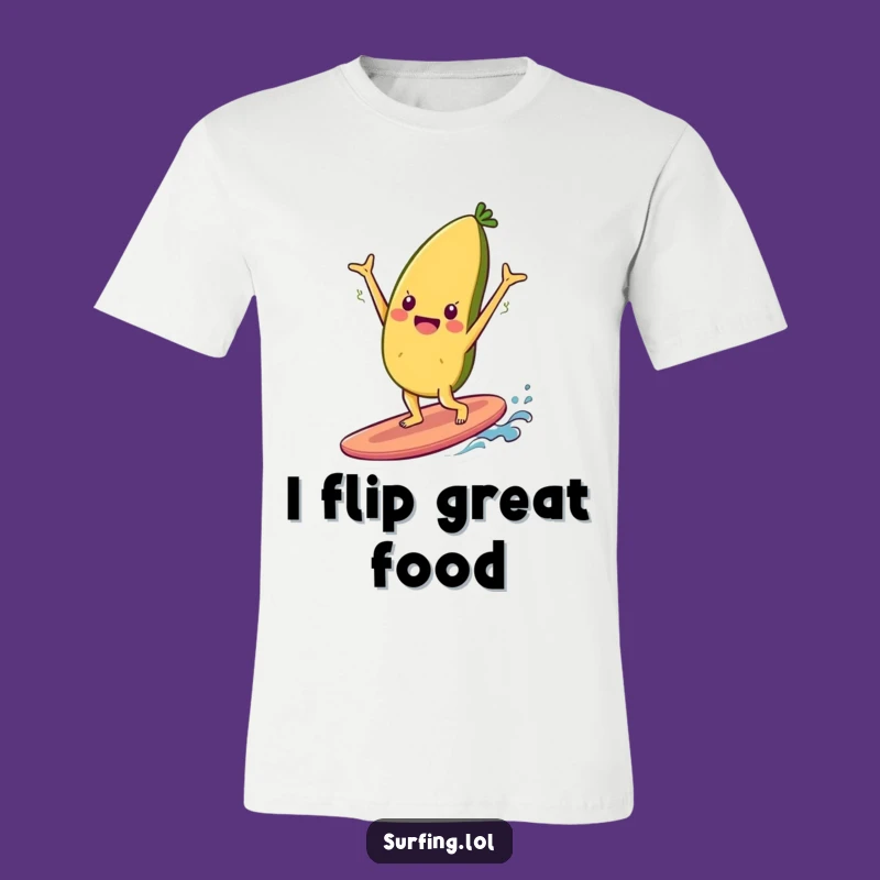 Funny Food Handstand T-Shirt: Cheerful Surfer Tee for Fun Lovers