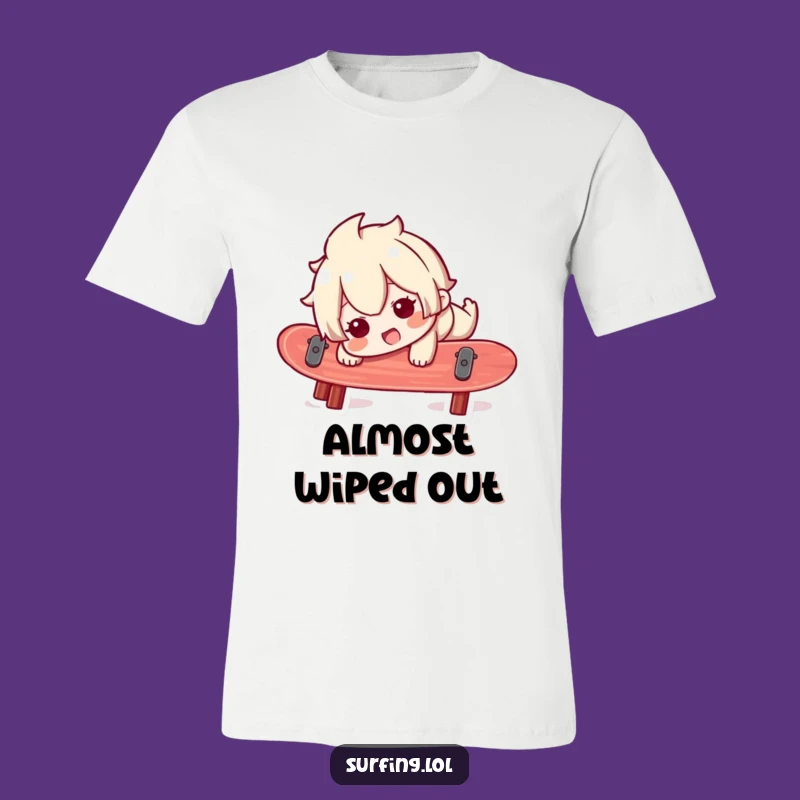 Funny Surfer T-Shirt: Wobbly Character Beach Fail Tee