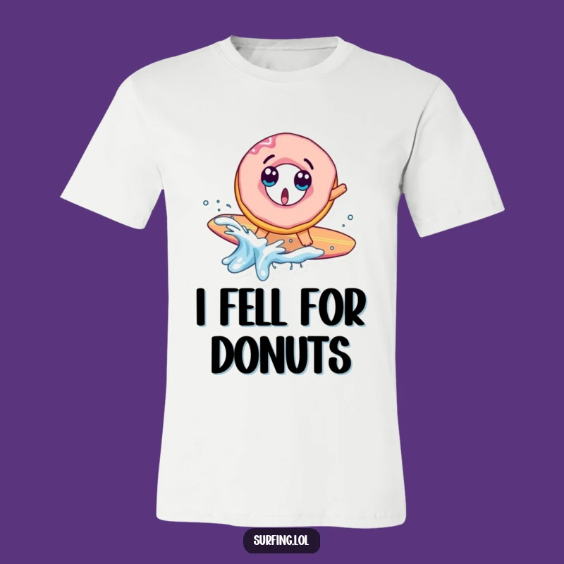 Funny Donut Surf Fail T-Shirt: Surprised Splash, Comical Tee for Fun