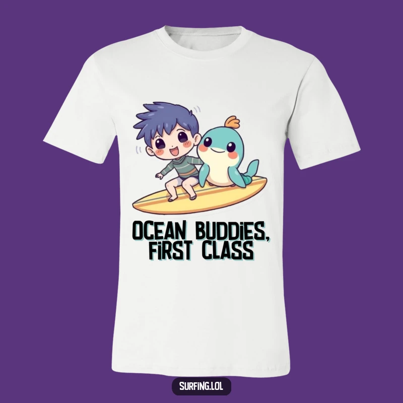 Funny Surf Buddies T-Shirt: Character & Sea Creature Smile, Hilarious Gift Idea
