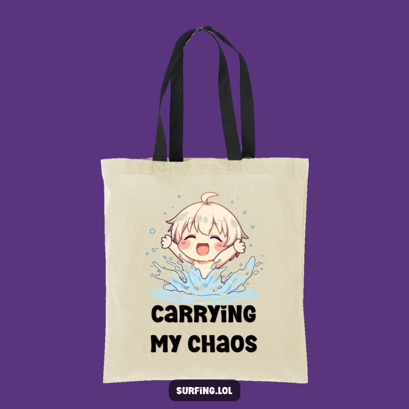 Funny Wipeout Tote Bag, Splashy Beach Character Accessory, Eco-Friendly Gift